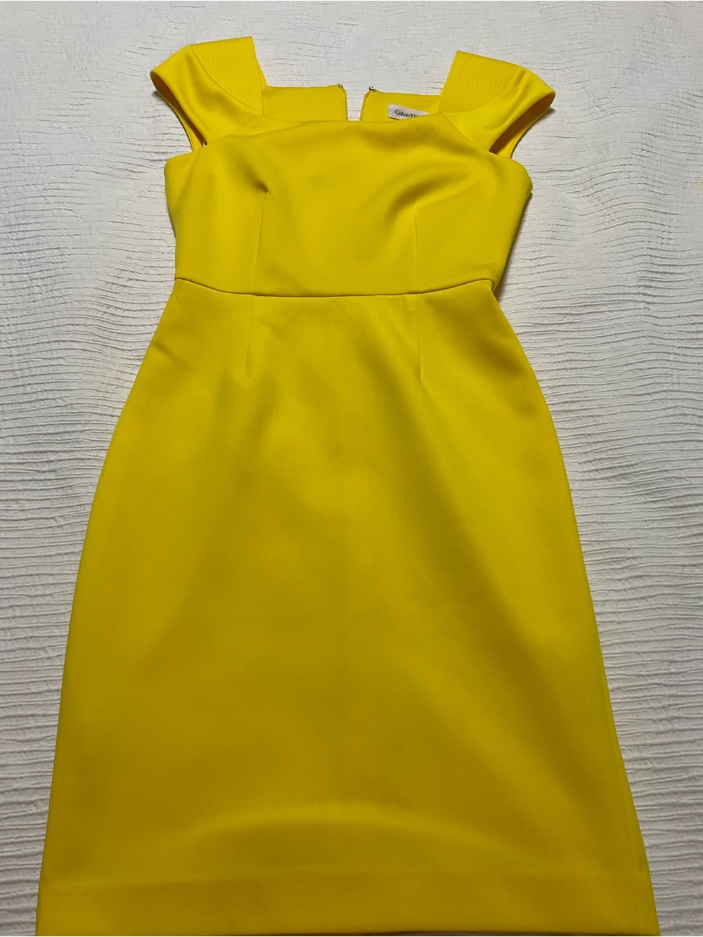Calvin Klein Vibrant Yellow Cap-Sleeve Sheath Midi Dress